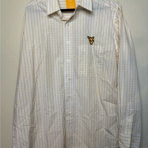 Antigua White and Gold Striped Men's Shirt WVU
